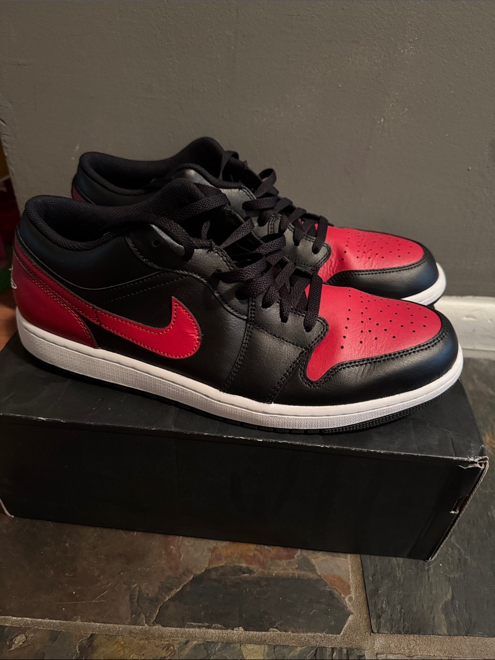 Nike Air Jordan 1 lightly worn Men’s Low-Top Sneakers - Black and Red
